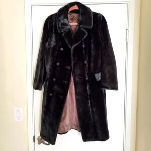 VTG Borgazia Fairmoor Womens Faux Fur Coat Black mid-length